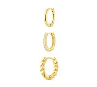 TTPSRY 3 Piezas Aros Pequeños Huggie Circonita Brillante Pendientes Mujer Acero Inoxidable Aro Trenzado Elegante Joyería