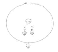 TTPSRY 3 Piezas Conjunto Joyas Corazón Perla Elegante Collar Pendientes Anillo Mujer Accesorios Brillantes Juego Completo Adornos Femeninos