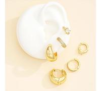 TTPSRY 3 Piezas Pendientes Aro Pequeños Cristal Brillante Chapado Oro Conjunto Aros Huggie Ear Cuff Mujer Elegantes Joyería Diaria
