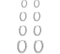 TTPSRY 4 Pares Pendientes Oro Mujer Aros Pequeños Circonita Huggie Aro Eslabón Bola Elegantes Joyería Minimalista