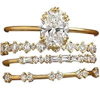 TTPSRY 4 Piezas Anillos Mujer con Ovalados Brillantes Circonitas Juego de Anillos Apilables Elegantes Joyas de Moda para Boda Promesa (6)