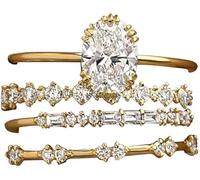 TTPSRY 4 Piezas Anillos Mujer con Ovalados Brillantes Circonitas Juego de Anillos Apilables Elegantes Joyas de Moda para Boda Promesa (8)