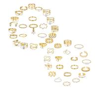 TTPSRY 43 Piezas Anillos Mujer Bohemio Anillos en Oro Nudillos Minimalista Apilables Juegos de Anillos de Flores Perlas Wave Joyas Anillo de Chica