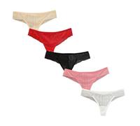 TTPSRY 5 Piezas Bragas Encaje Mujer sin Costuras Tanga Invisible Braguitas Transpirables Ropa Interior Suave Elásticas Hipster Cómodas