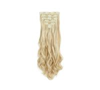 TTPSRY 56cm Extensiones de Clip de Rizada Pelo Largo Ondulado Wavy Ponytail Extension Cabello Natural Una Pieza Postizos Mujer(Dorado Claro)