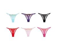 TTPSRY 6 Piezas Bragas Encaje Mujer Tanga Transparente Braguitas sin Costuras Ropa Interior Algodon Invisible Suave Transpirable Elegante Cómodo