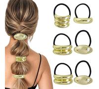 TTPSRY 6 Piezas Coletero Metal Pelo,Gomas con Anillas Metálicas, Elástica Coleteros Gomas,Accesorio Elegante para Mujeres y Niñas