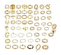 TTPSRY 60 Piezas Anillos Set para Mujer Niña Vintage Apilables Knuckle Finger Rings Bohemios Conjuntos de Anillos de Dedo Retro Midi