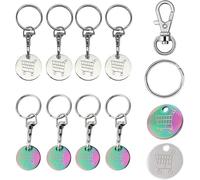 TTPSRY 8 Piezas Llavero Moneda Carrito Compra Metálico Redondo Multicolor Acero Inoxidable Ficha Supermercado Carro