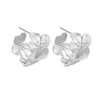 TTPSRY Aros Florales Metálicos Elegantes Pendientes Circulares Texturizados Joyería Femenina Adornos Brillantes