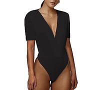 TTPSRY Body Manga Corta Mujer Bodysuit Escote V Profundo Elegante Moldeador Reductor Vientre Plano Camiseta Ajustada Monos de Vestir Ropa Verano Body Mujer Sexy