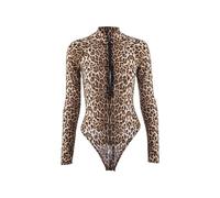 TTPSRY Body Mujer Manga Larga Cuello Alto Sexy Otoño Invierno Leopardo Ajustado Bodysuit