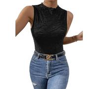 TTPSRY Body sin Mangas Mujer Sexy Cuello Alto Bodysuit Encaje Elegante Moldeador Reductor Top Faja Moldeadora Reductora Vientre Plano Fit Adelgazante Monos Elegantes Camiseta