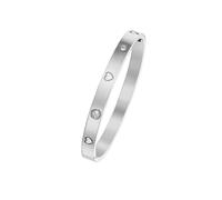 TTPSRY Brazalete Elegante Corazón Cristal Pulsera Acero Inoxidable Ajustable Mujer Joyería Brillante Decoración Romántica