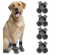 TTPSRY Calcetines Perro 8 Piezas Pata Protector Antideslizante con Correas Ajustables Tracción Autoadhesiva en Suelo de Madera Dura para Perros Pequeños a Grandes (Gris M)