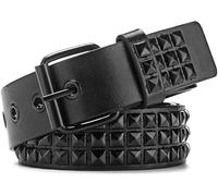 TTPSRY Cinturón Ancho Punk Cuadrado Metálico Decorativo Ajustable Hebilla Plateada Remaches Piramidales 3.8cm Accesorios moda Estilo Alternativo