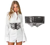 TTPSRY Cinturón Corsé de Steampunk Mujer Cinturón Corset Ancho Retro Cinturón Elástico Atado Decoración de Vestido con Botones