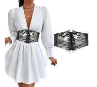 TTPSRY Cinturón Corsé de Steampunk Mujer Cinturón Corset Ancho Retro Cinturón Elástico Atado Decoración de Vestido con Botones