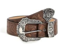 TTPSRY Cinturón Cuero Grabado Floral Hebilla Metálica Vintage Estilo Occidental Ajustable Artesanal Elegante Decorativo