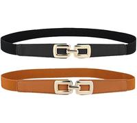 TTPSRY Cinturón Elástico fino Hebilla Cuadrada Dorada Ajustable Complemento Vestido Pantalón Falda Mujer