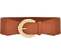 TTPSRY Cinturón Elástico Negro Hebilla Trenzada Dorada Ajustable Decorativo Elegante Accesorio Mujer Estilo Vintage Complemento Vestido