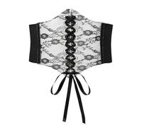 TTPSRY Cinturon Mujer Cintura Elástica de Encaje Cinturones Ancho Adecuados para Llevar a Diario de Fiesta(Negro)