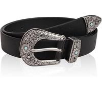 TTPSRY Cinturón Occidental Hebilla Grabada Turquesa Cuero Genuino Ajustable Estilo Boho Vaquero Mujer Elegante Clásico