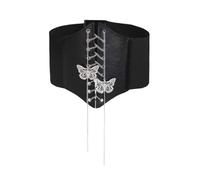 TTPSRY Cinturones de Mujer Ancho Cadena Mariposa Remaches Corsé Cuero PU Genuino Cintura Ajustable Vintage Elástico Retro para Vestido Camisa Sudadera（#1）
