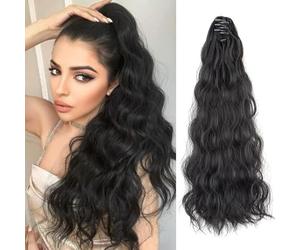TTPSRY Cola Caballo Ondulada Postizo Extensión Cabello Sintético Largo Rizado Natural Pinza Garra Volumen Instantáneo
