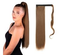 TTPSRY Cola Caballo Postizo Liso Largo 24 Pulgadas 60cm Extensión Cabello Sintético Natural Coleta Envolvente Pelo Artificial