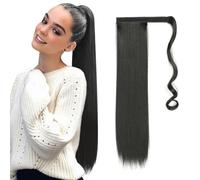 TTPSRY Cola Caballo Postizo Liso Largo 24 Pulgadas 60cm Extensión Cabello Sintético Natural Coleta Envolvente Pelo Artificial