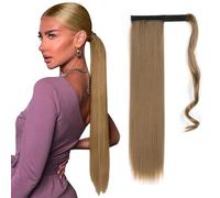 TTPSRY Cola Caballo Postizo Liso Largo 24 Pulgadas 60cm Extensión Cabello Sintético Natural Coleta Envolvente Pelo Artificial