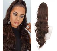 TTPSRY Coleta Postiza Rizada Pelo con Drawstring 60 CM Largas Natural Cola de Caballo Hair Extensiones Ondulado Ponytail Sintético Extension para Mujeres（Marrón rojizo）