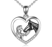 TTPSRY Collar Colgante Mujer Plata Corazón Caballo Joyería Elegante Cadena Fina Regalo Romántico Accesorios Moda Amantes Animales Chica Adolescente