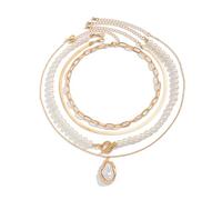 TTPSRY Collar De Perlas Multicapa Con Colgante De Perla Barroca Cadena Dorada Elegante Para Mujer Joyería De Moda Collares De Perlas Accesorios De Bisutería Fina