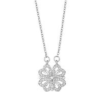 TTPSRY Collar Mujer Colgante Plata Corazón Cristales Brillantes Cadena Ajustable Colgantes Mujer Elegante Joyería Fina Regalo Cumpleaños Aniversario San Valentín(Plata)