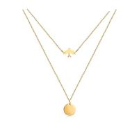 TTPSRY Collar Mujer Doble Capa Colgante Elefante Medallón Cadena Plata Colgantes Mujer Joyería Acero Inoxidable Collares Regalo Cumpleaños Navidad Aniversario
