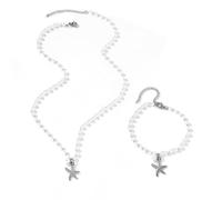 TTPSRY Collar Y Pulsera De Perlas Con Colgante De Estrella De Mar Juego De Joyería Para Mujeres Acero Inoxidable Elegante Conjunto De Bisutería Para Damas Accesorios De Moda Para Todas Las Ocasiones