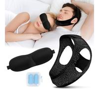 TTPSRY Conjunto Antirronquidos Banda Mentonera Transpirable Máscara Dormir Suave Tapones Oídos Silicona Solución Descanso Nocturno
