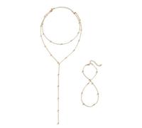 TTPSRY Conjunto Collar Largo Colgante Esfera Cadena Delicada Pulsera Mano Joyería Mujer Elegante Accesorio