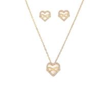 TTPSRY Conjunto Collar Pendientes Corazón Infinito Cristales Brillantes Joyería Elegante Mujer Adorno Romántico