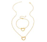 TTPSRY Conjunto Joyas Corazón Abierto Collar Pulsera Acero Inoxidable Ajustable Cadena Elegante Mujer Dorado