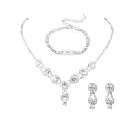 TTPSRY Conjunto Joyas Cristal Brillante Collar Pendientes Pulsera Mujer Elegante Adorno Nupcial Fiesta Ceremonia