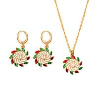 TTPSRY Conjunto Joyas Espiral Brillante Pendientes Collar Cristales Coloridos Adornos Mujer Elegante Accesorios Dorados