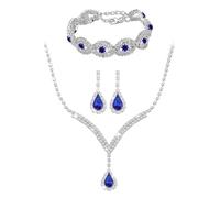 TTPSRY Conjunto Joyas Mujer Lágrima Cristal Brillante Collar Pulsera Pendientes Elegante Adorno Nupcial Ceremonia Boda