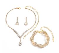 TTPSRY Conjunto Joyas Mujer Lágrima Cristal Brillante Collar Pulsera Pendientes Elegante Adorno Nupcial Ceremonia Boda