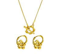 TTPSRY Conjunto Joyería Flor Tridimensional Collar Pendientes Aro Acero Inoxidable Adorno Elegante Mujer
