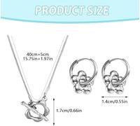 TTPSRY Conjunto Joyería Flor Tridimensional Collar Pendientes Aro Acero Inoxidable Adorno Elegante Mujer