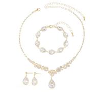 TTPSRY Conjunto Joyería Lágrima Cristal Brillante Collar Pulsera Pendientes Mujer Nupcial Elegante Ceremonias