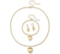 TTPSRY Conjunto Pendientes y Collar Mujer Corazón Joyería Oro Anillo Set Elegante Acero Inoxidable Perla Joya Regalo Cumpleaños Boda Navidad Aniversario Fiesta(Oro2)